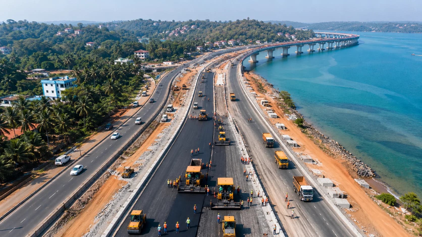 A large coastal highway and bridge project.