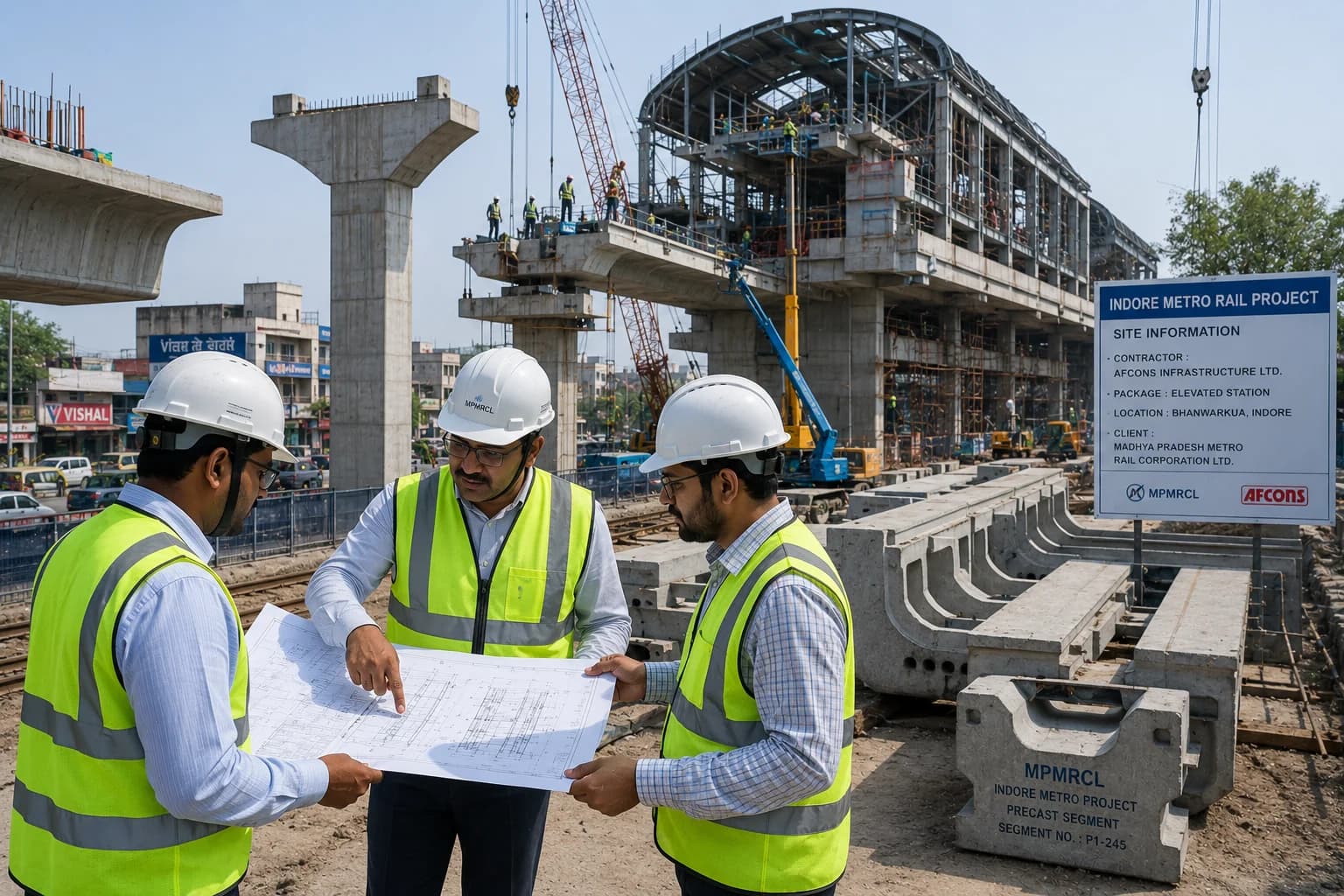Civil engineers working on government infrastructure and metro development projects.