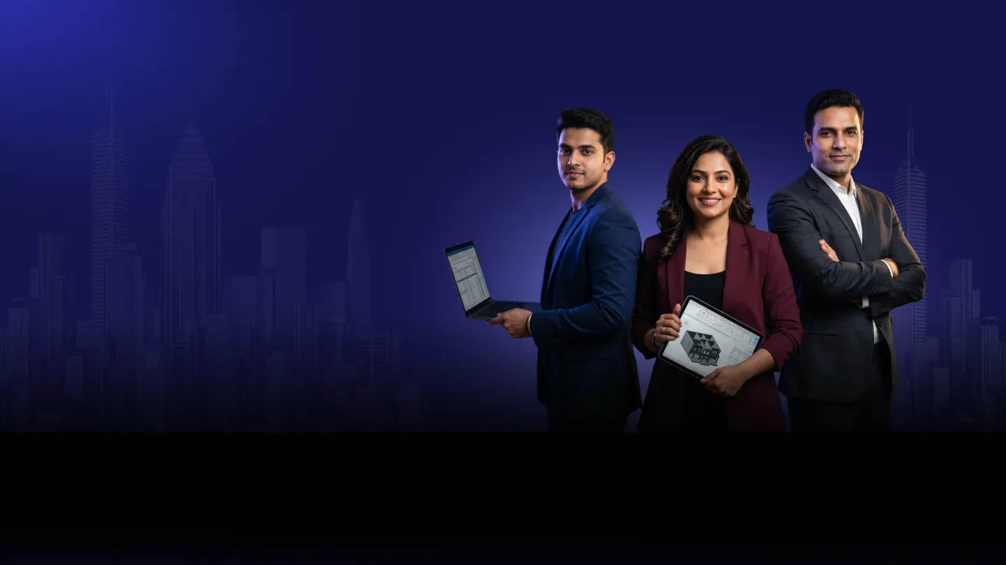 BuildAmbit BIM professionals against a city skyline