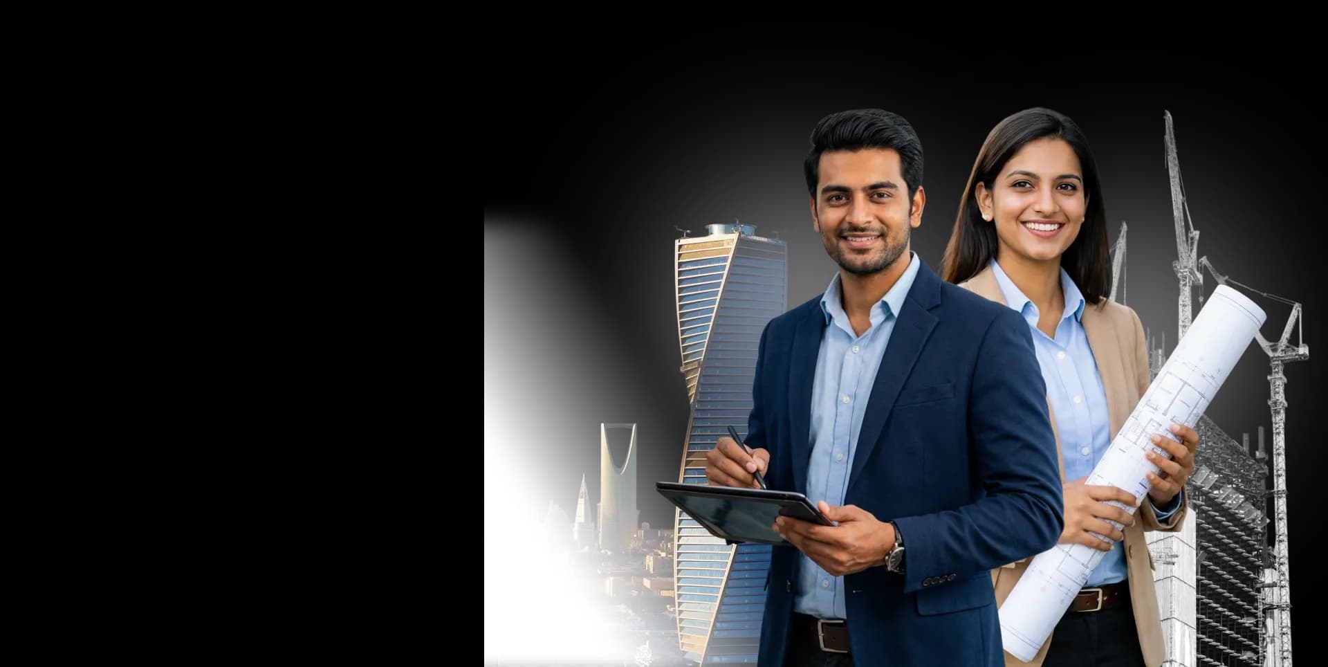 BuildAmbit BIM professionals with city construction backdrop