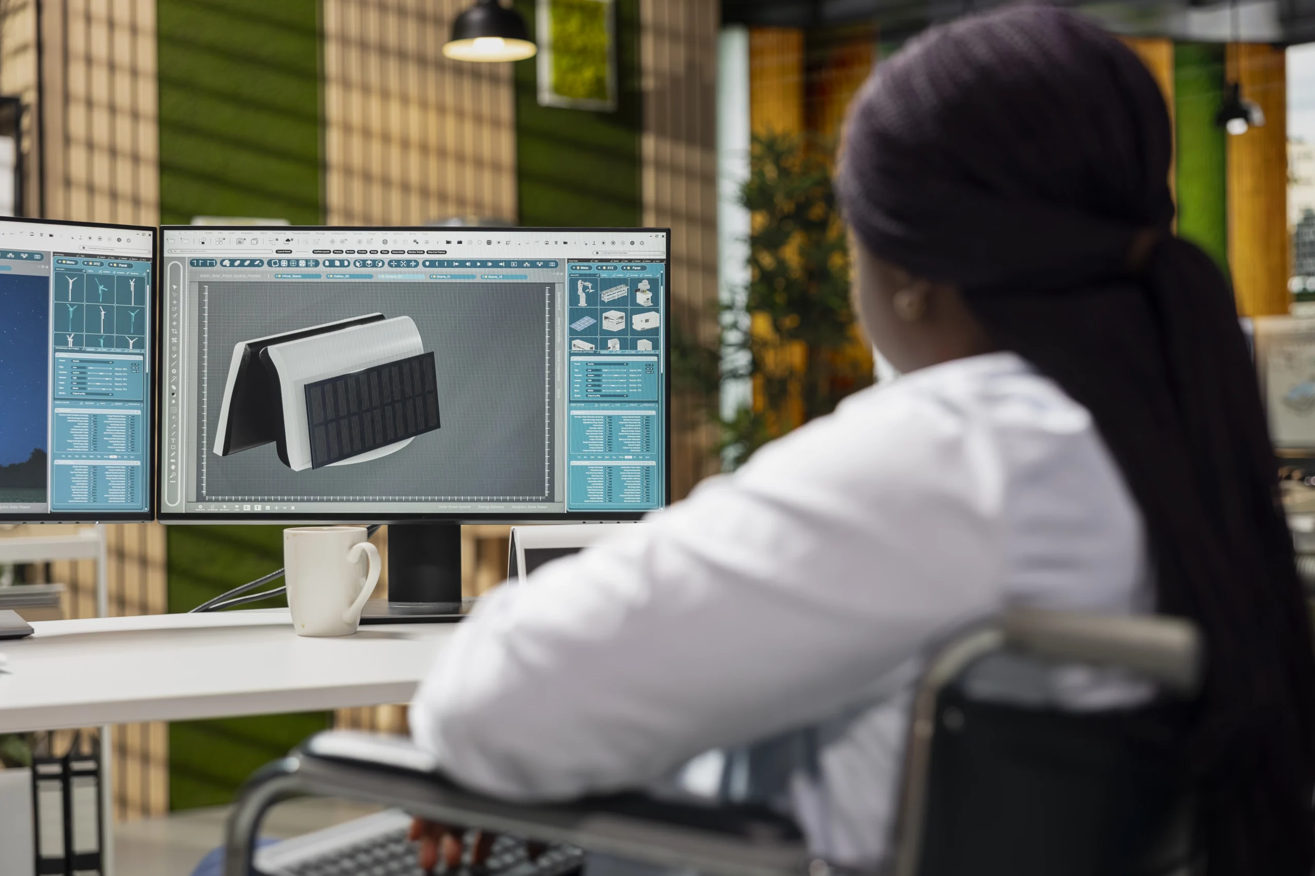 A Civil engineers working on a 3d model using BIM software.