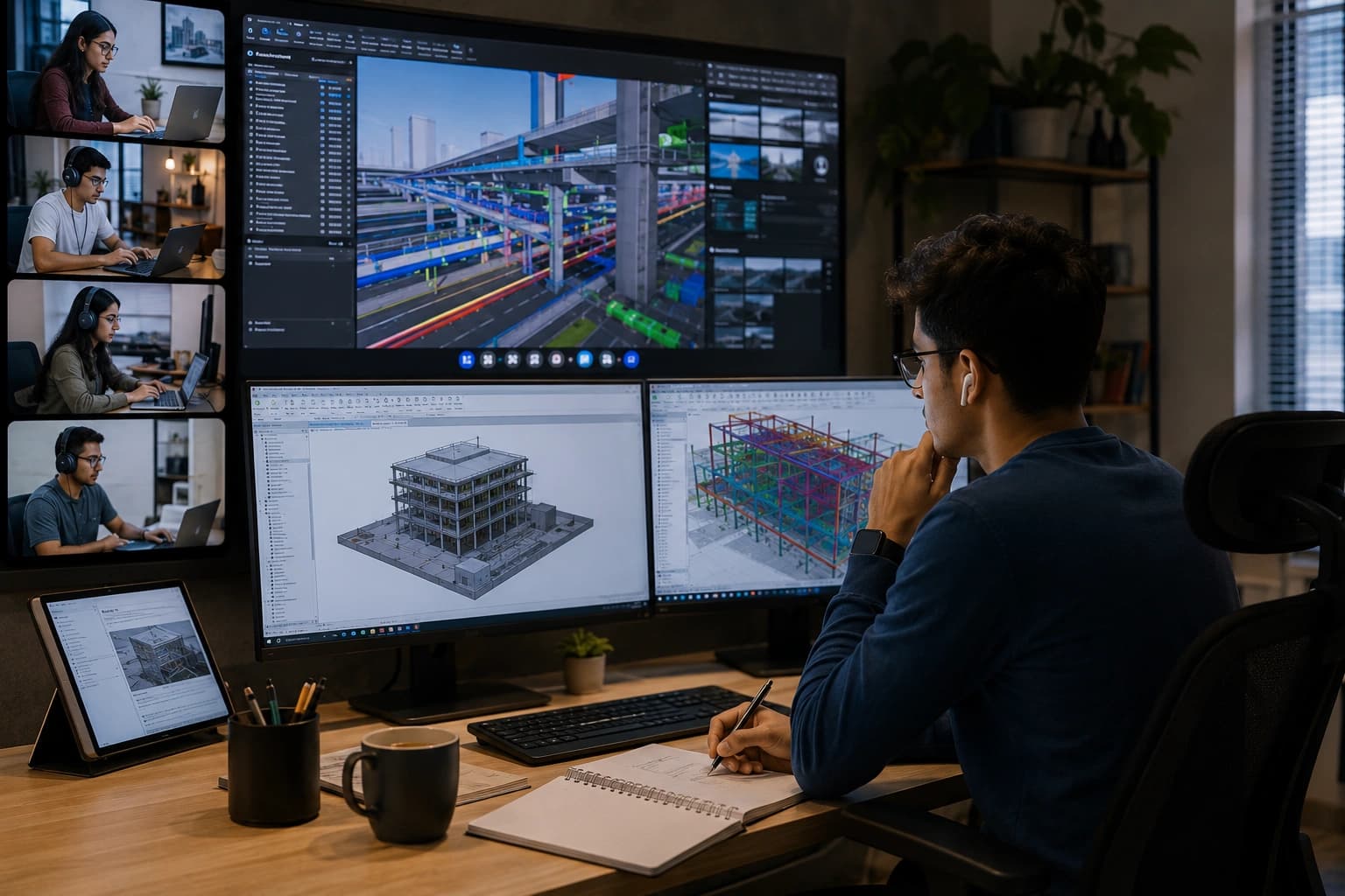 Engineering students learning advanced BIM workflows.