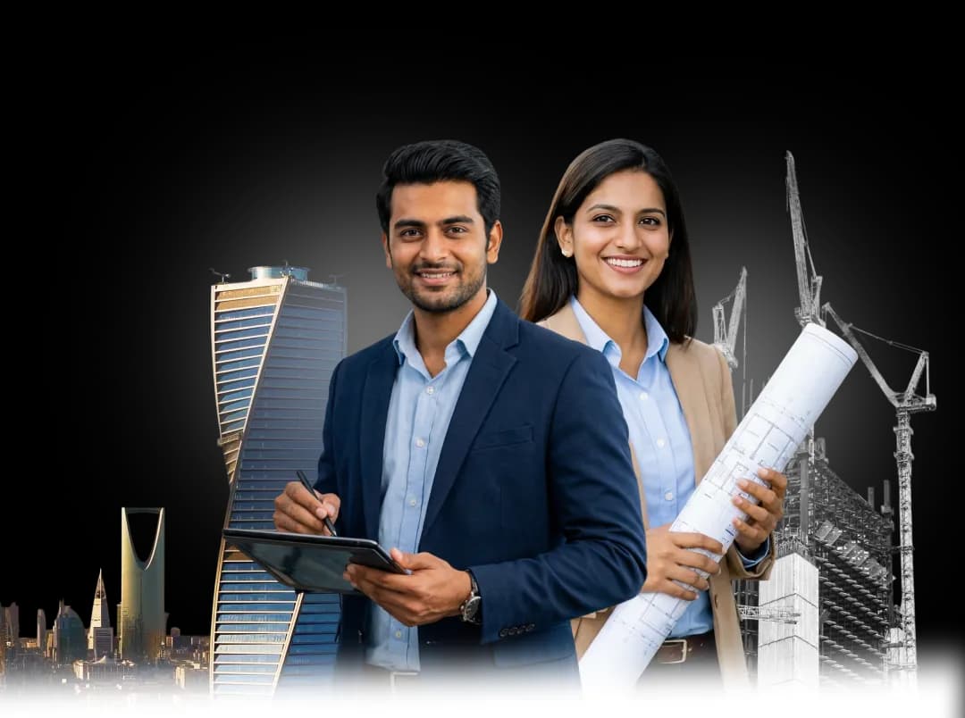 BuildAmbit BIM professionals with city construction backdrop
